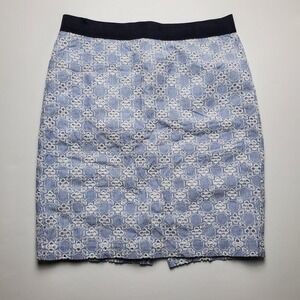 Ann Taylor Blue White Stripe Pencil Skirt Casual or Business Size 8 P